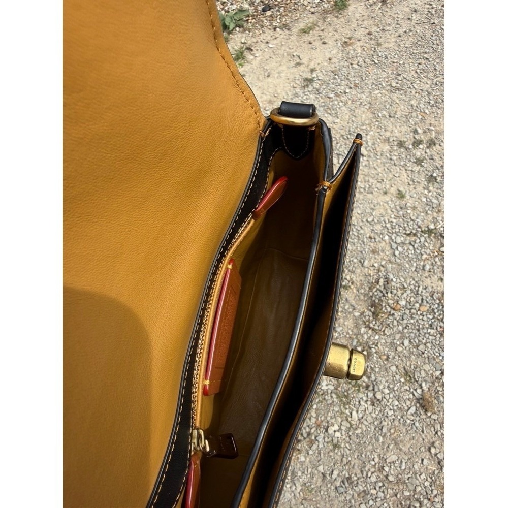 Coach 1941 Saddle Bag 23 Black Glovetanned Leather Crossbody 58241 Brass Chain - Picture 16 of 16
